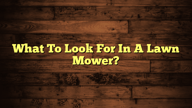 What To Look For In A Lawn Mower?