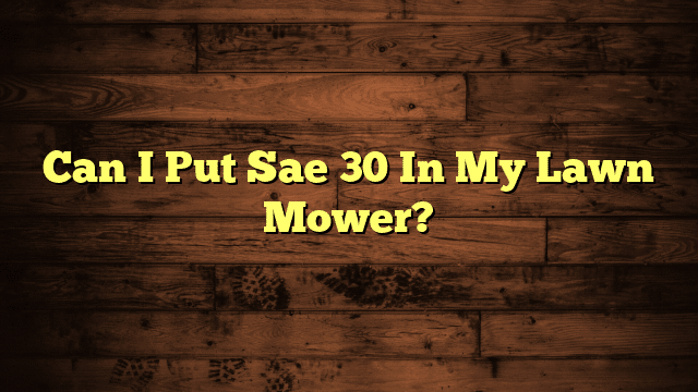 Can I Put Sae 30 In My Lawn Mower?