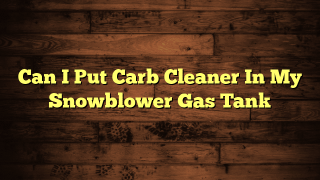 Can I Put Carb Cleaner In My Snowblower Gas Tank