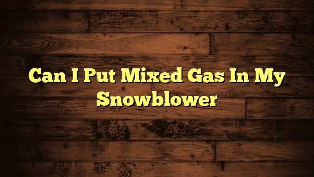 Can I Put Mixed Gas In My Snowblower