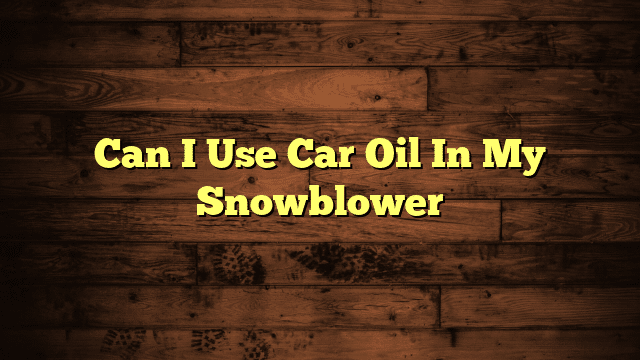 Can I Use Car Oil In My Snowblower