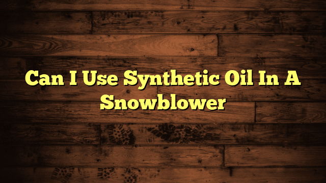 Can I Use Synthetic Oil In A Snowblower