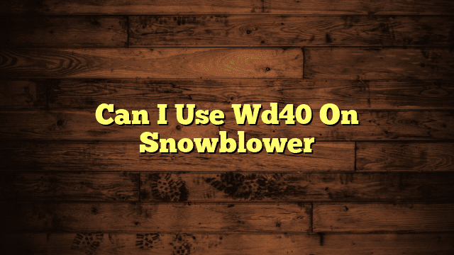 Can I Use Wd40 On Snowblower