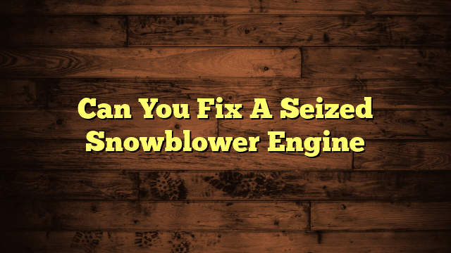 Can You Fix A Seized Snowblower Engine