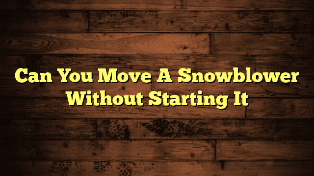 Can You Move A Snowblower Without Starting It