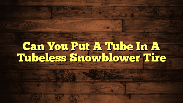 Can You Put A Tube In A Tubeless Snowblower Tire