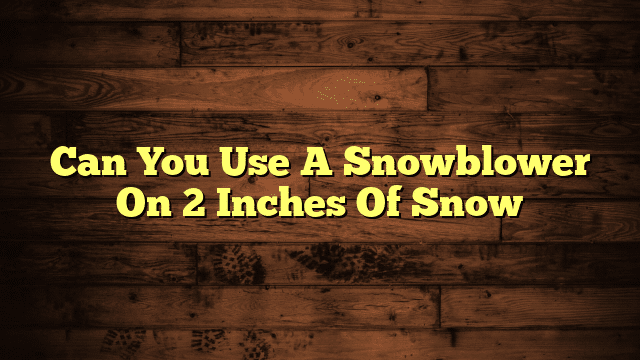 Can You Use A Snowblower On 2 Inches Of Snow