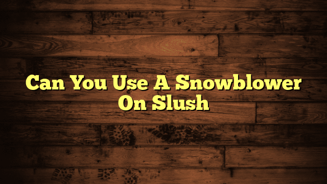 Can You Use A Snowblower On Slush