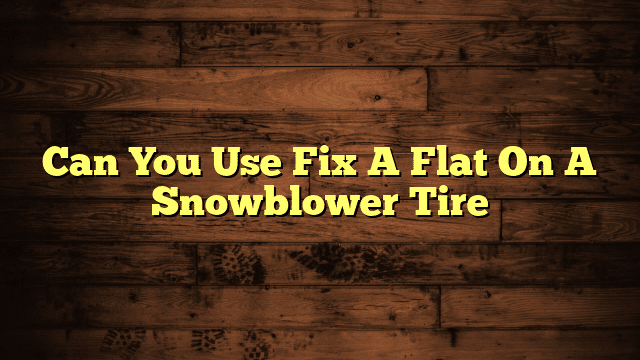 Can You Use Fix A Flat On A Snowblower Tire