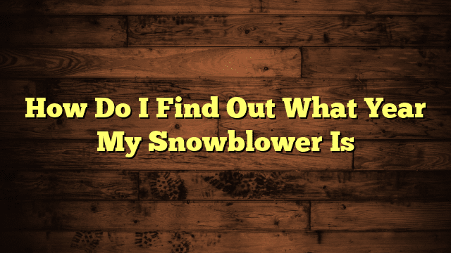 How Do I Find Out What Year My Snowblower Is