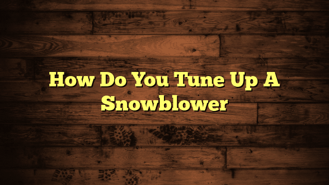 How Do You Tune Up A Snowblower
