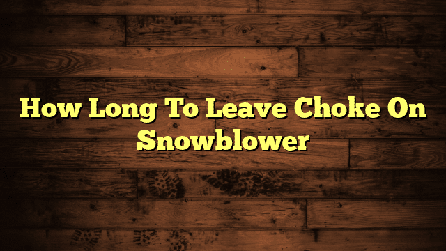 How Long To Leave Choke On Snowblower