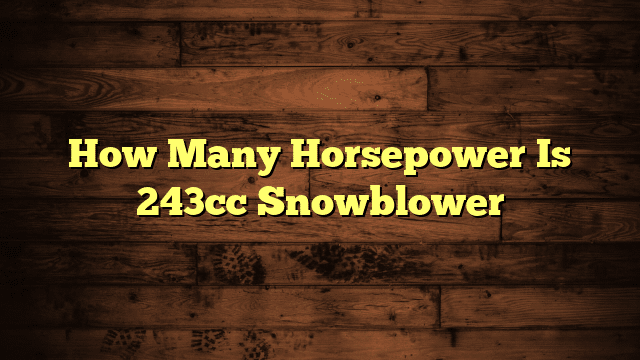 How Many Horsepower Is 243cc Snowblower
