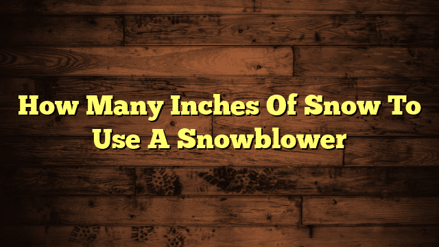 How Many Inches Of Snow To Use A Snowblower