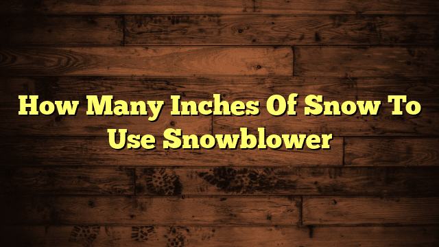 How Many Inches Of Snow To Use Snowblower