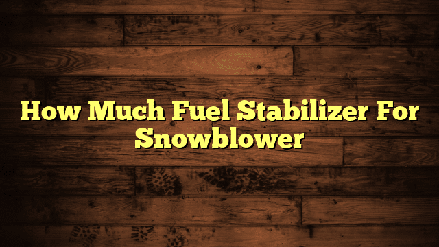How Much Fuel Stabilizer For Snowblower