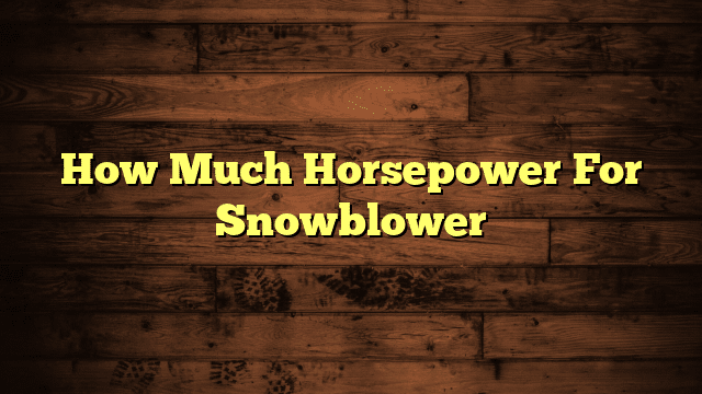 How Much Horsepower For Snowblower