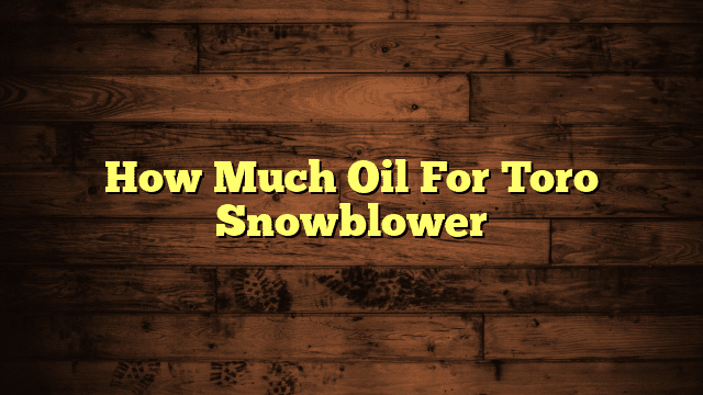 How Much Oil For Toro Snowblower