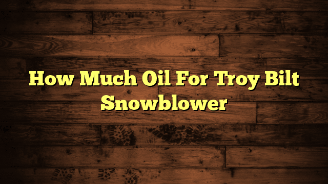 How Much Oil For Troy Bilt Snowblower