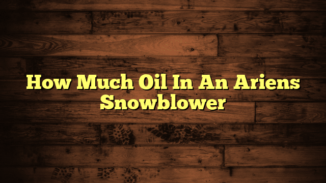 How Much Oil In An Ariens Snowblower