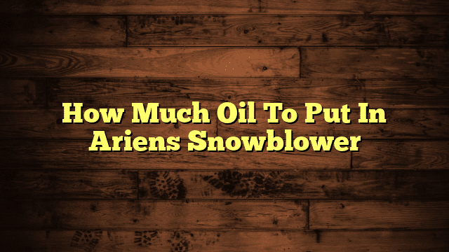 How Much Oil To Put In Ariens Snowblower