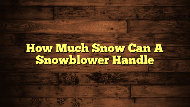 How Much Snow Can A Snowblower Handle