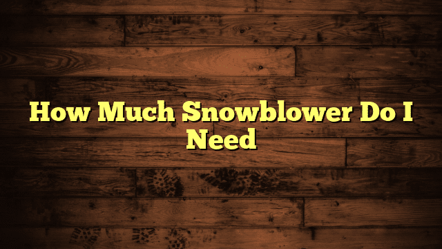 How Much Snowblower Do I Need