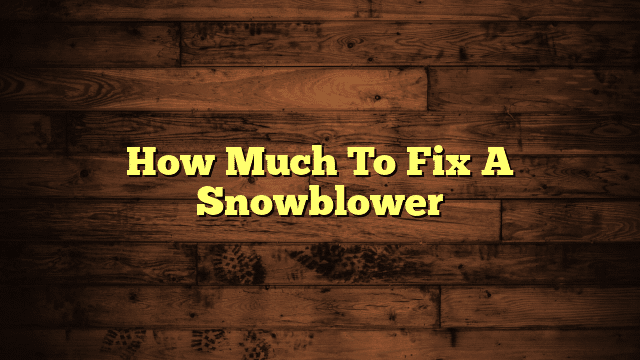 How Much To Fix A Snowblower