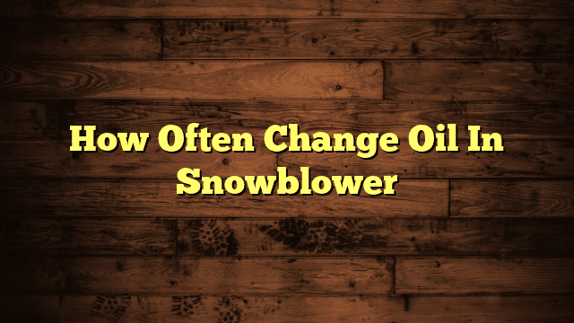 How Often Change Oil In Snowblower