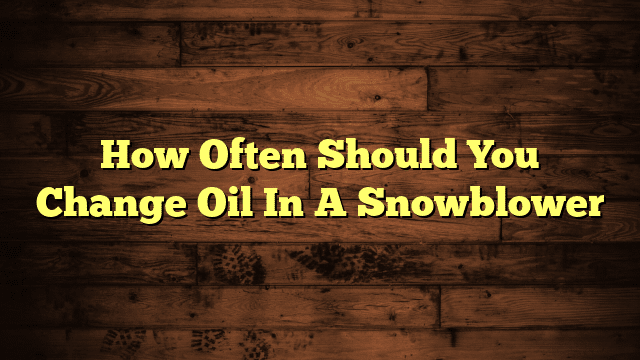 How Often Should You Change Oil In A Snowblower