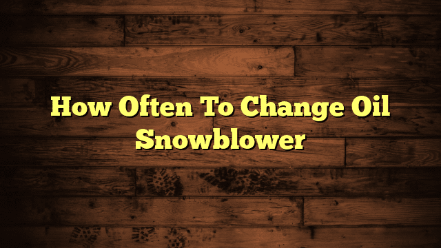 How Often To Change Oil Snowblower