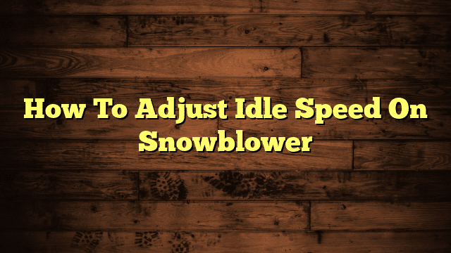 How To Adjust Idle Speed On Snowblower