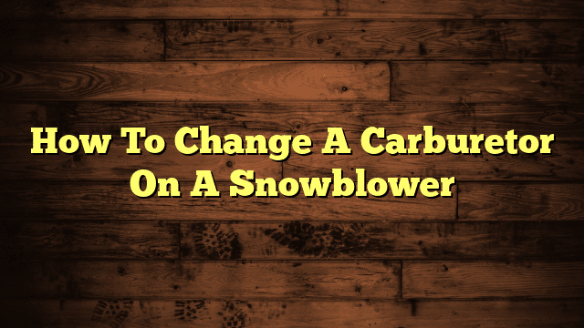 How To Change A Carburetor On A Snowblower