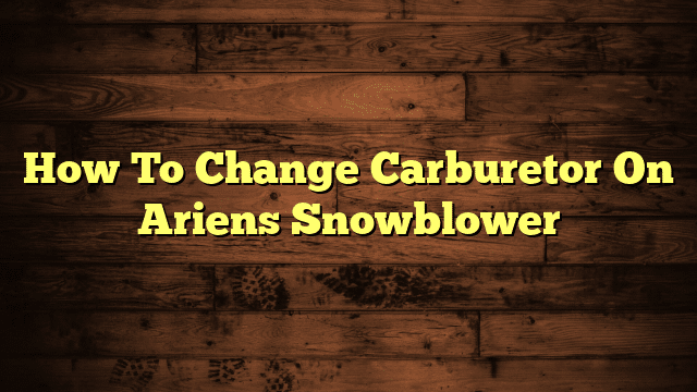 How To Change Carburetor On Ariens Snowblower