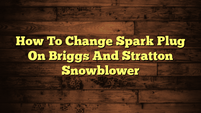 How To Change Spark Plug On Briggs And Stratton Snowblower