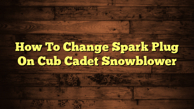 How To Change Spark Plug On Cub Cadet Snowblower