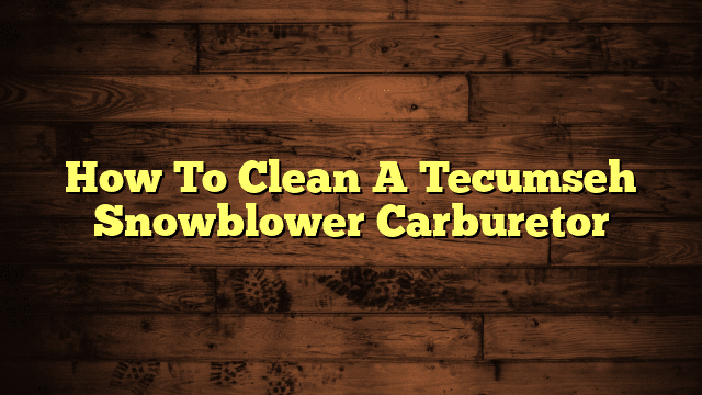 How To Clean A Tecumseh Snowblower Carburetor