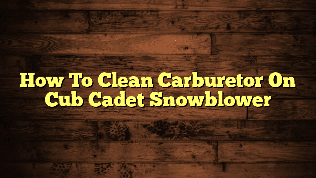 How To Clean Carburetor On Cub Cadet Snowblower