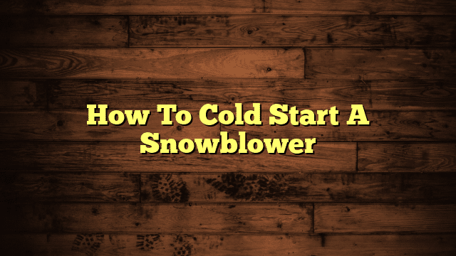 How To Cold Start A Snowblower
