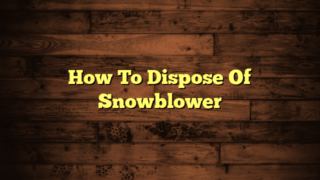 How To Dispose Of Snowblower