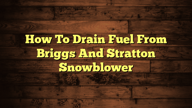 How To Drain Fuel From Briggs And Stratton Snowblower