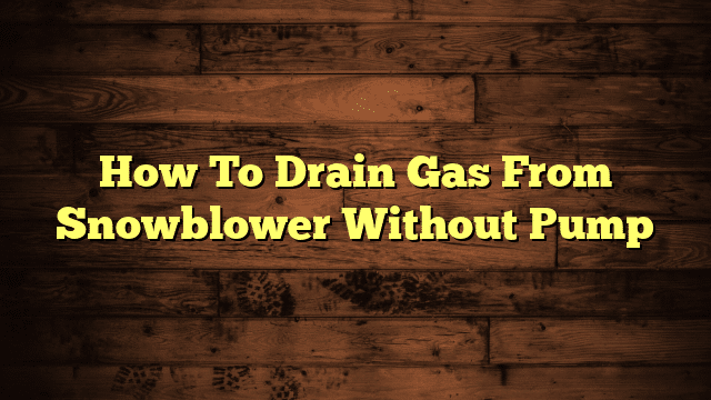 How To Drain Gas From Snowblower Without Pump