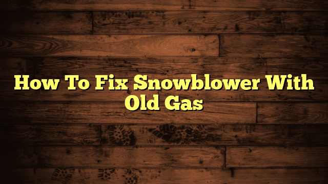 How To Fix Snowblower With Old Gas
