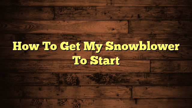 How To Get My Snowblower To Start