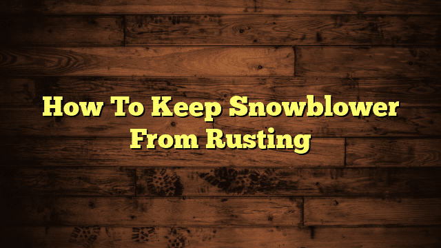 How To Keep Snowblower From Rusting
