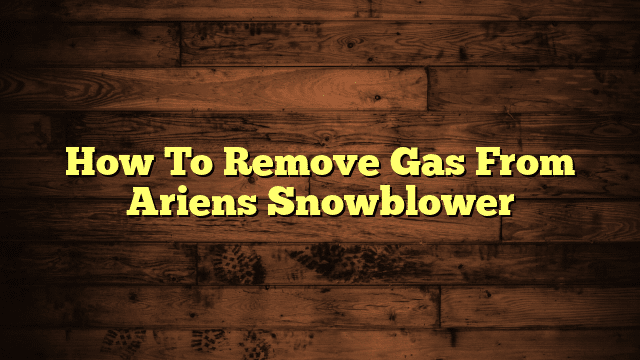 How To Remove Gas From Ariens Snowblower
