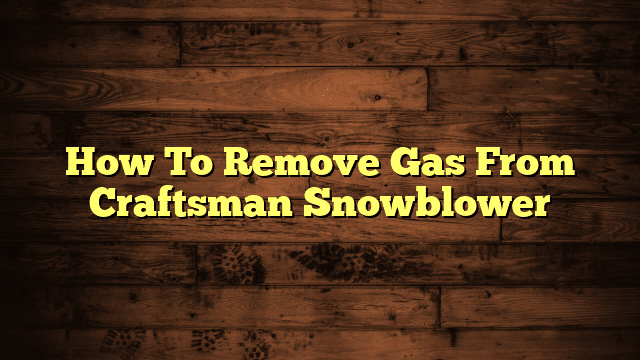 How To Remove Gas From Craftsman Snowblower