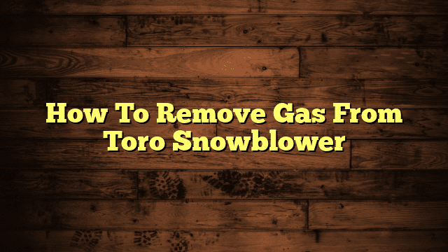 How To Remove Gas From Toro Snowblower