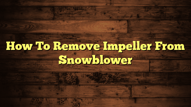 How To Remove Impeller From Snowblower