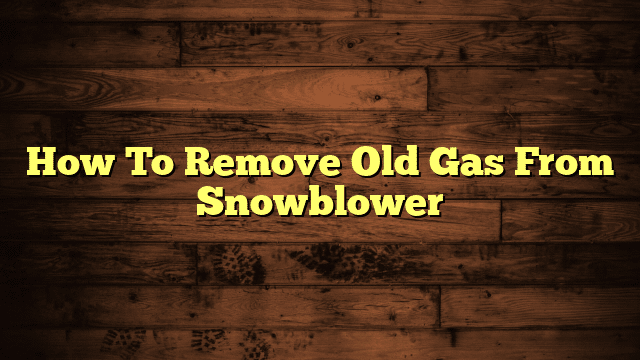 How To Remove Old Gas From Snowblower
